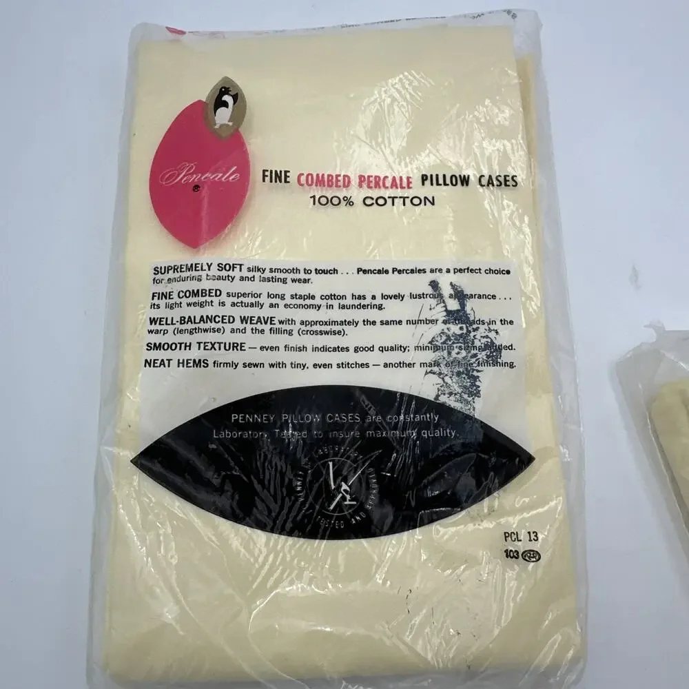 Vintage Penney’s Percale Yellow Double Full Bed Sheet And Pillow Cases Brand New